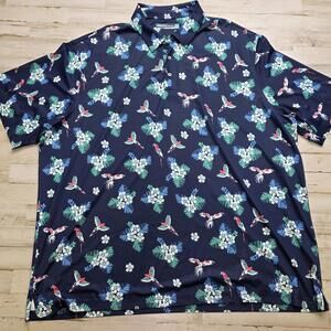 Roundtree & Yorke Golf Men's 3XT Performance Hawaiian Floral Birds Shirt 3XL
